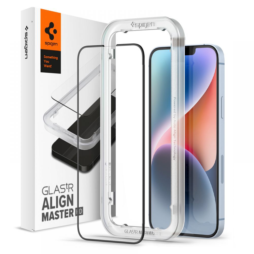Spigen ALM Glass FC hærdet glas til iPhone 13 / 13 Pro / 14 - Sort