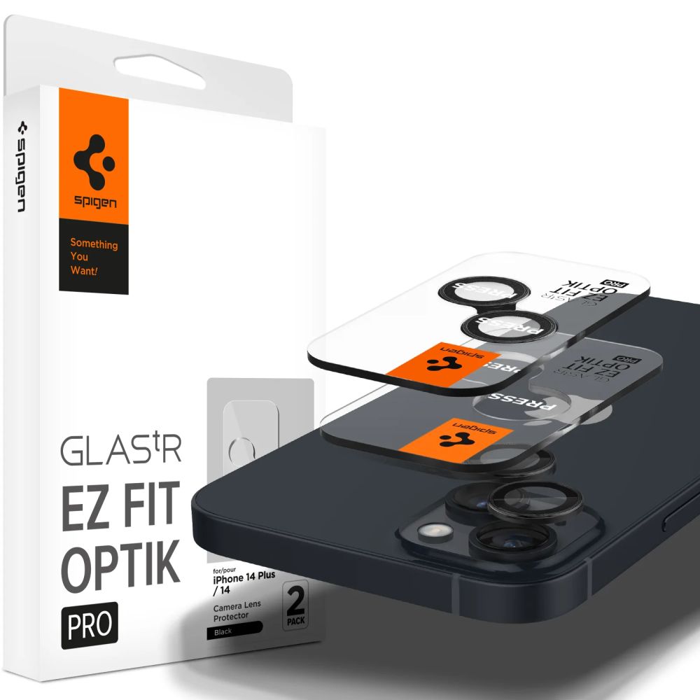 Spigen Glas.tR EZ Fit Optik kamerabeskyttelse til iPhone 14 / Plus / 15 / Plus - Sort 2 stk.