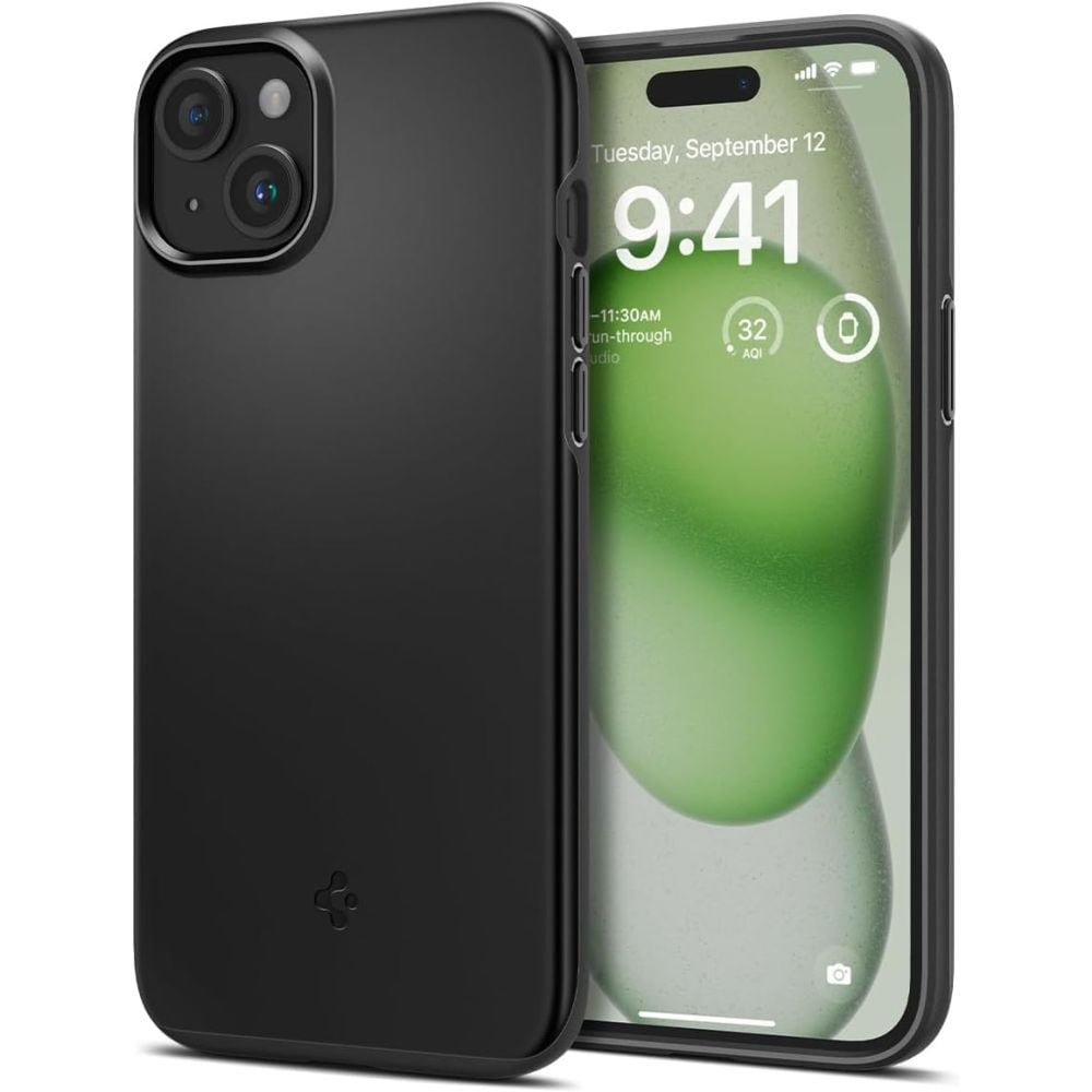 Spigen Thin Fit iPhone 15 Plus-etui - Sort
