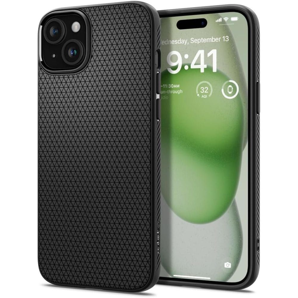 Spigen Liquid Air-etui til iPhone 15 Plus - mat sort