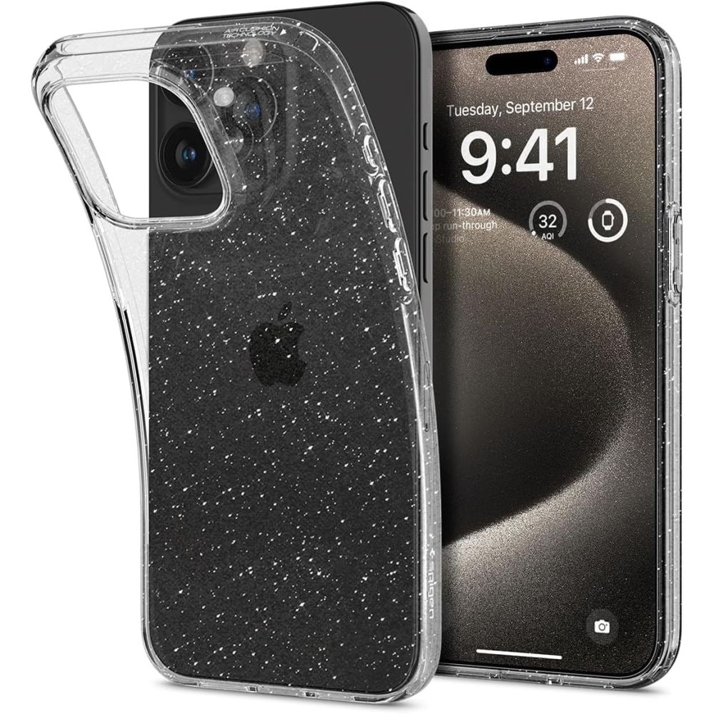Spigen Flydende krystal iPhone 15 Pro Max-etui - klar glitter
