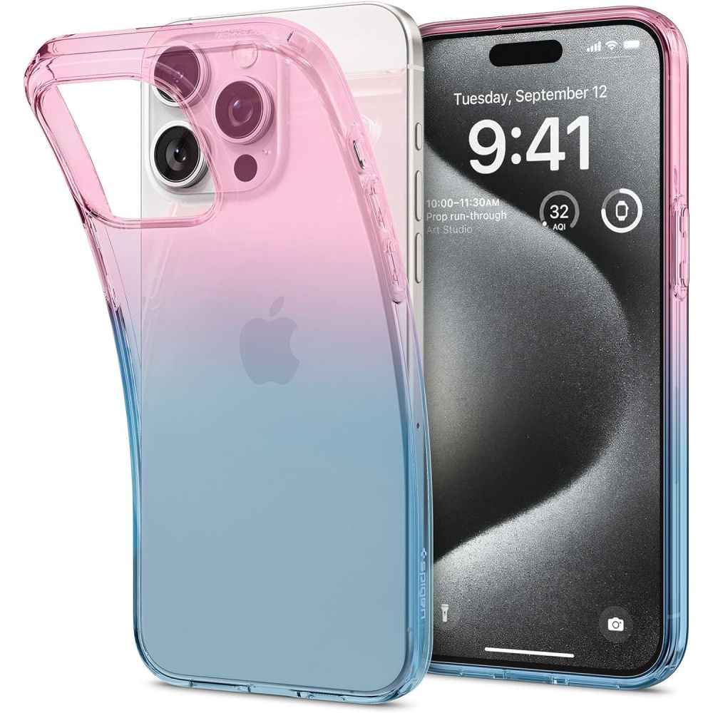 Spigen Flydende krystal iPhone 15 Pro-etui - Pink/Blå
