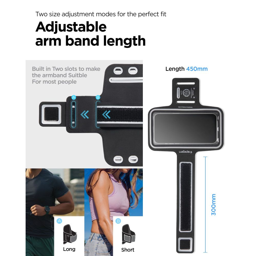 Spigen A703 sportsarmbånd 6,9'' - sort