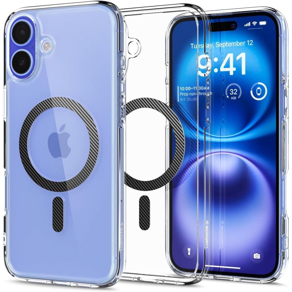 Spigen Ultra Hybrid MagSafe kulfiber til iPhone 16 - mørkegrå