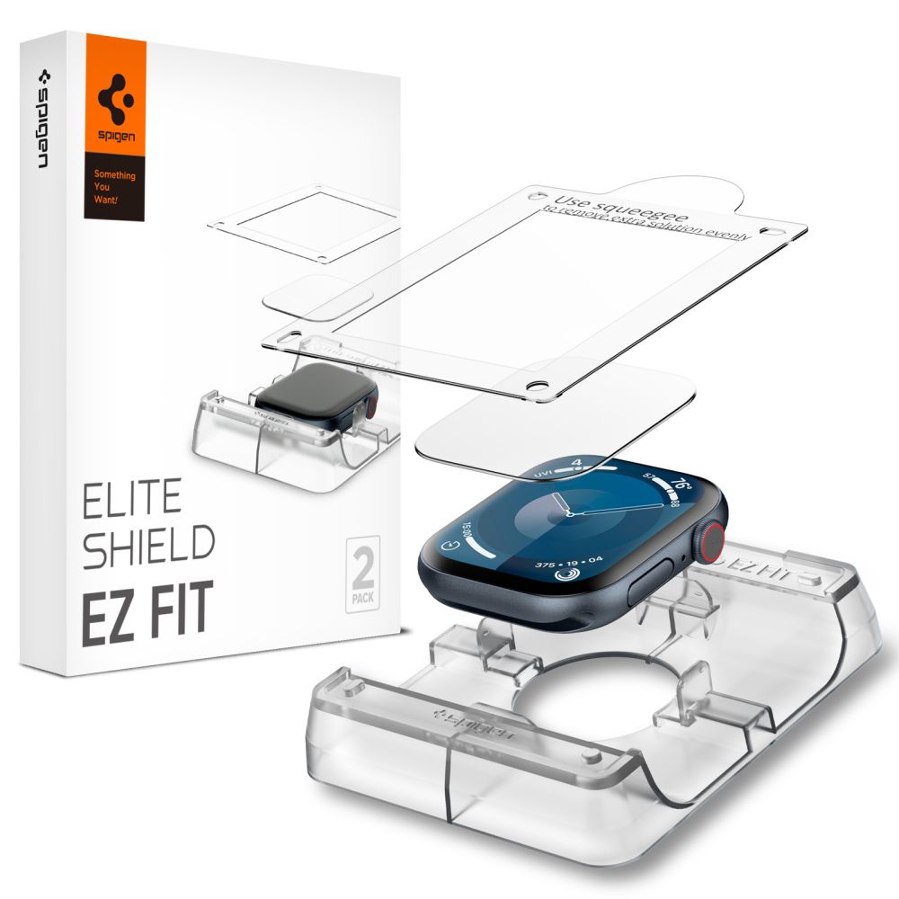 Spigen Elite Shield "EZ FIT" Hybrid Glass 2-PACK til Apple Watch 10 (46MM) - Clear