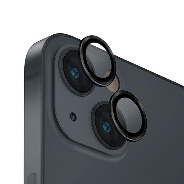 Uniq Optix Glass Aluminum Camera Lens Protector til iPhone 14/14 Plus - Sort med applikator