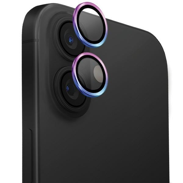 Uniq Optix Aluminum Camera Lens Protector med applikator til iPhone 16 / iPhone 16 Plus - Iridescent