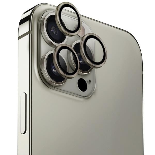 Uniq Optix Aluminum Camera Lens Protector iPhone 16 Pro / 16 Pro Max med applikator - titanium