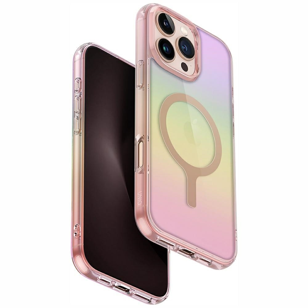 Uniq Iridescia Magclick-opladningsetui til iPhone 16 Pro Max - Pink