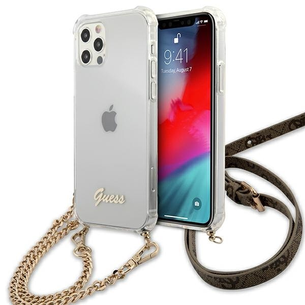 Guess GUHCP12MKC4GSGO iPhone 12/12 Pro 6.1" Gennemsigtig hard case 4G Guldkæde