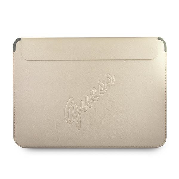 Guess Saffiano Script-taske til en 13" bærbar computer - guld