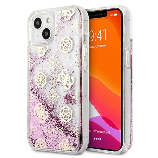 Guess GUHCP13SLGPEPI iPhone 13 mini 5,4" pink/pink hardcase Peony Liquid Glitter