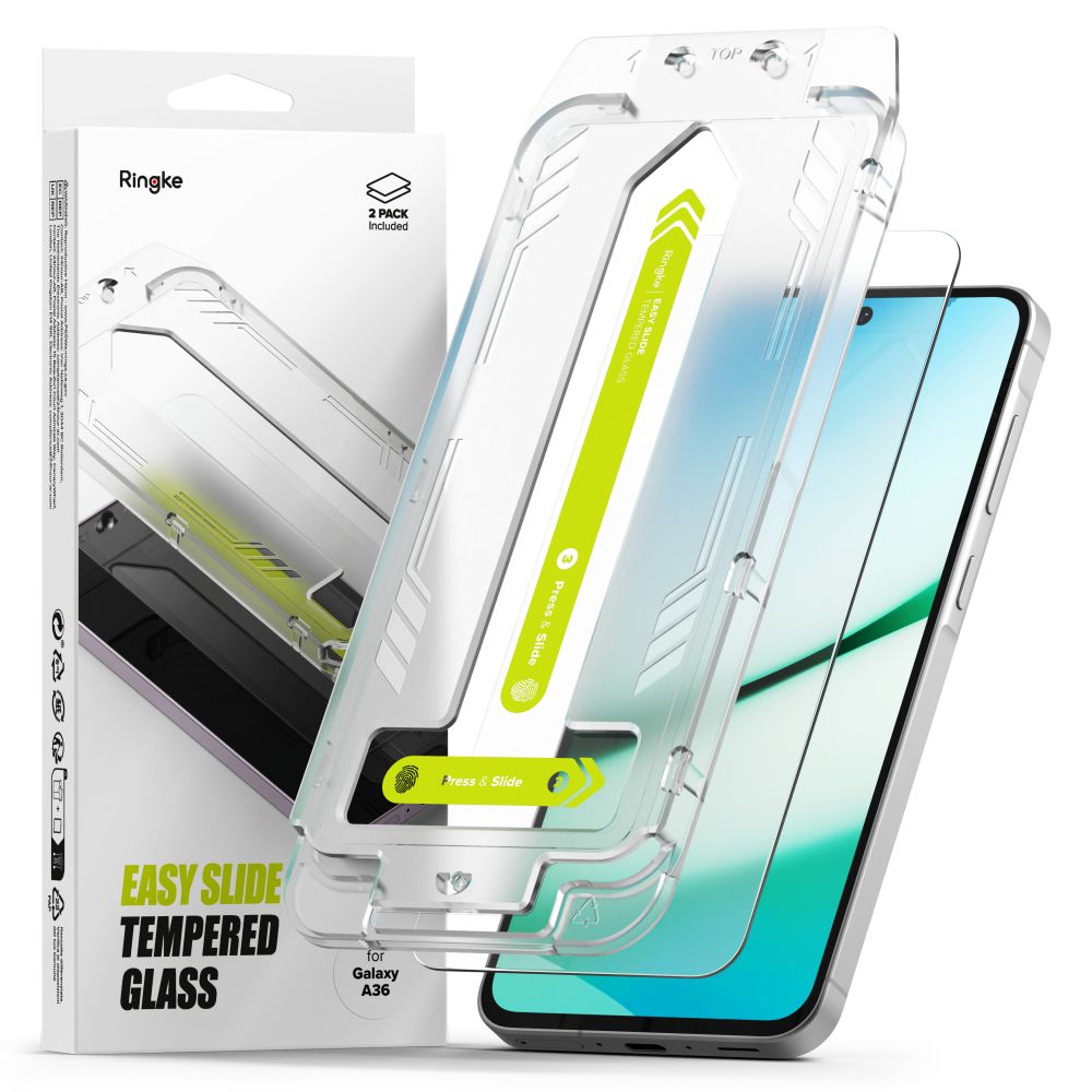Ringke Easy Slide 2-pak hærdet glas til Samsung Galaxy A36 5G - transparent