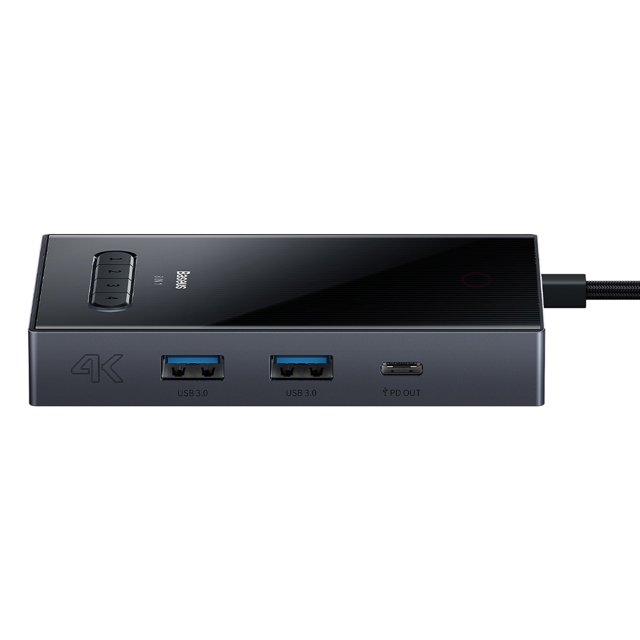 Baseus PioneerJoy 8-in-1 USB-C Hub: 4K HDMI, 8K DisplayPort, VGA, 2 USB-A, 2 USB-C - Gray