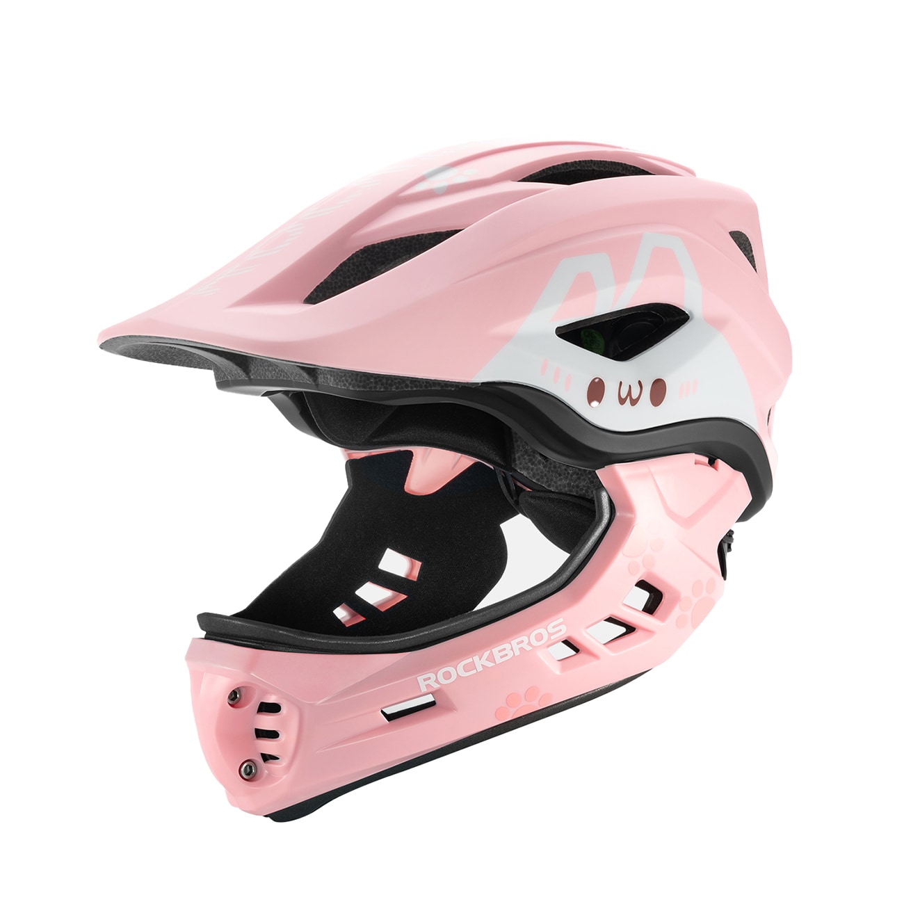 Rockbros TT-32001 Rabbit Børnecykelhjelm med aftagelig hage Størrelse S (48-52) - Pink