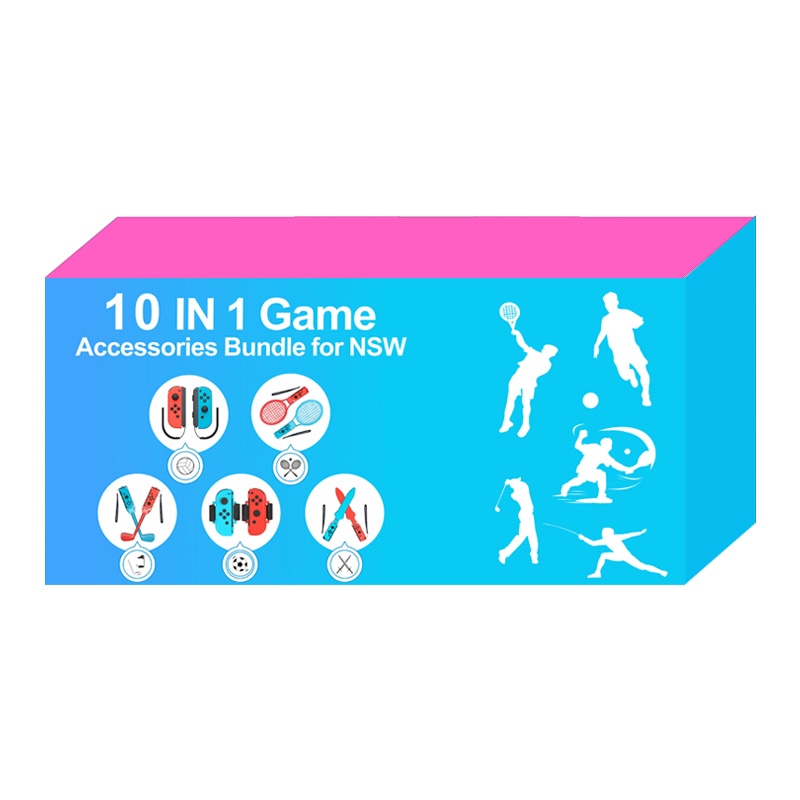 Nintendo Switch Sports tilbehørspakke 10 dele / familiepakke / sportsudstyr til Joy-Con i rød og blå