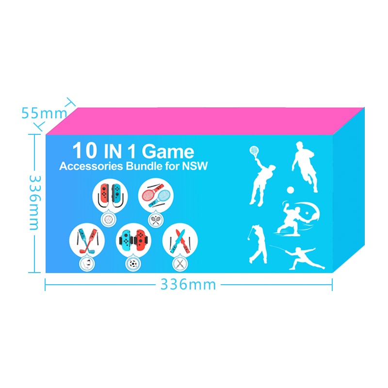 Nintendo Switch Sports tilbehørspakke 10 dele / familiepakke / sportsudstyr til Joy-Con i rød og blå