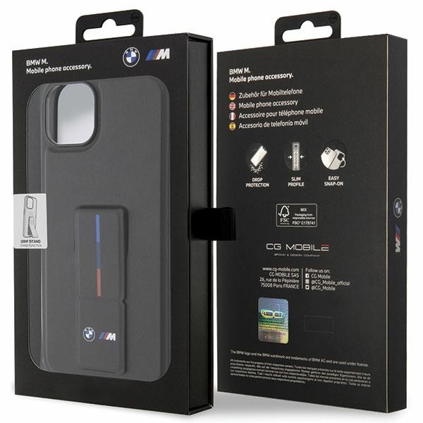 BMW Grip Stand Hot Stamp-etui til iPhone 14/15/13 - Sort