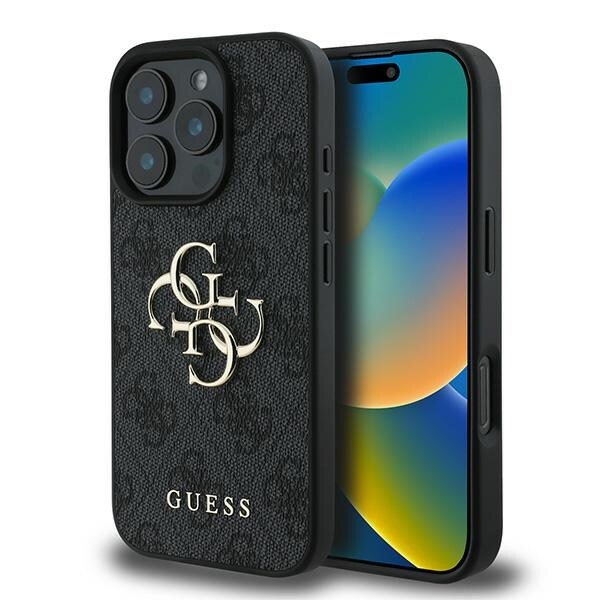 Guess 4G Big Logo Etui til iPhone 16 Pro - Sort