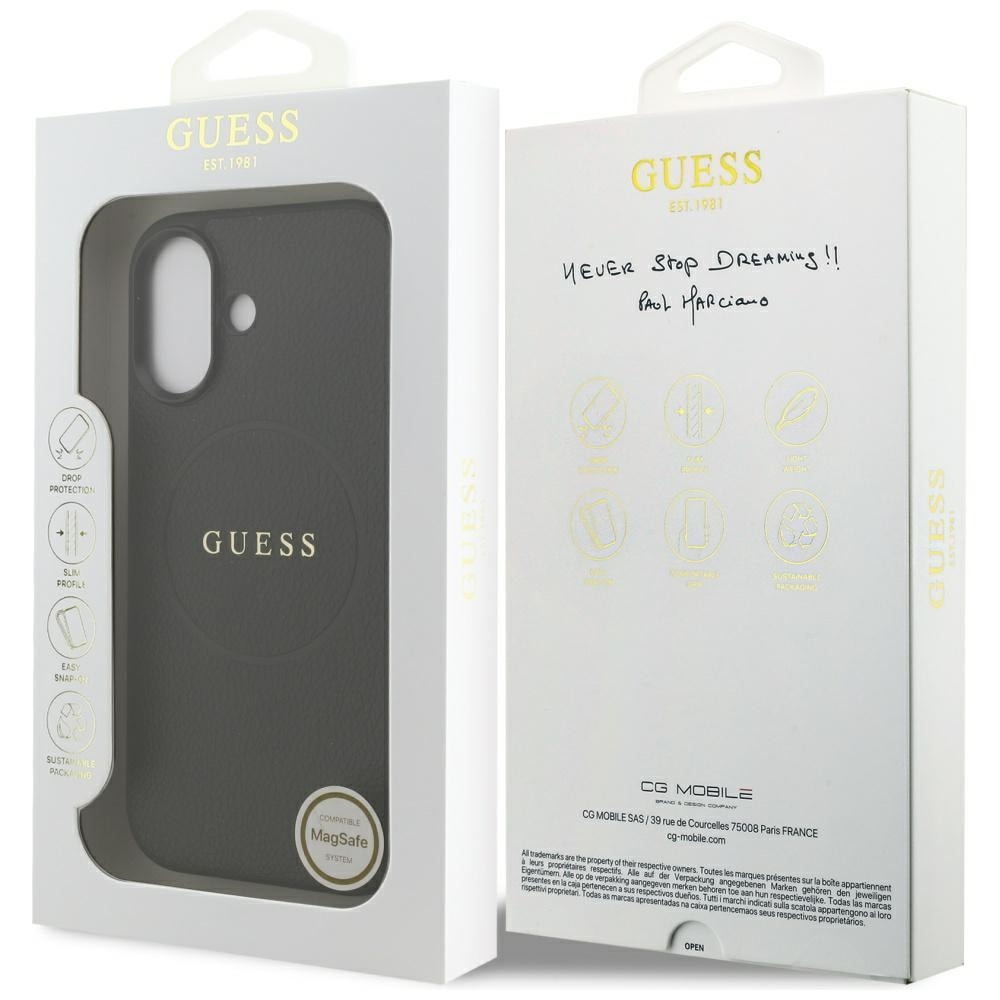 Guess Grained Ring MagSafe-etui til iPhone 17 - sort