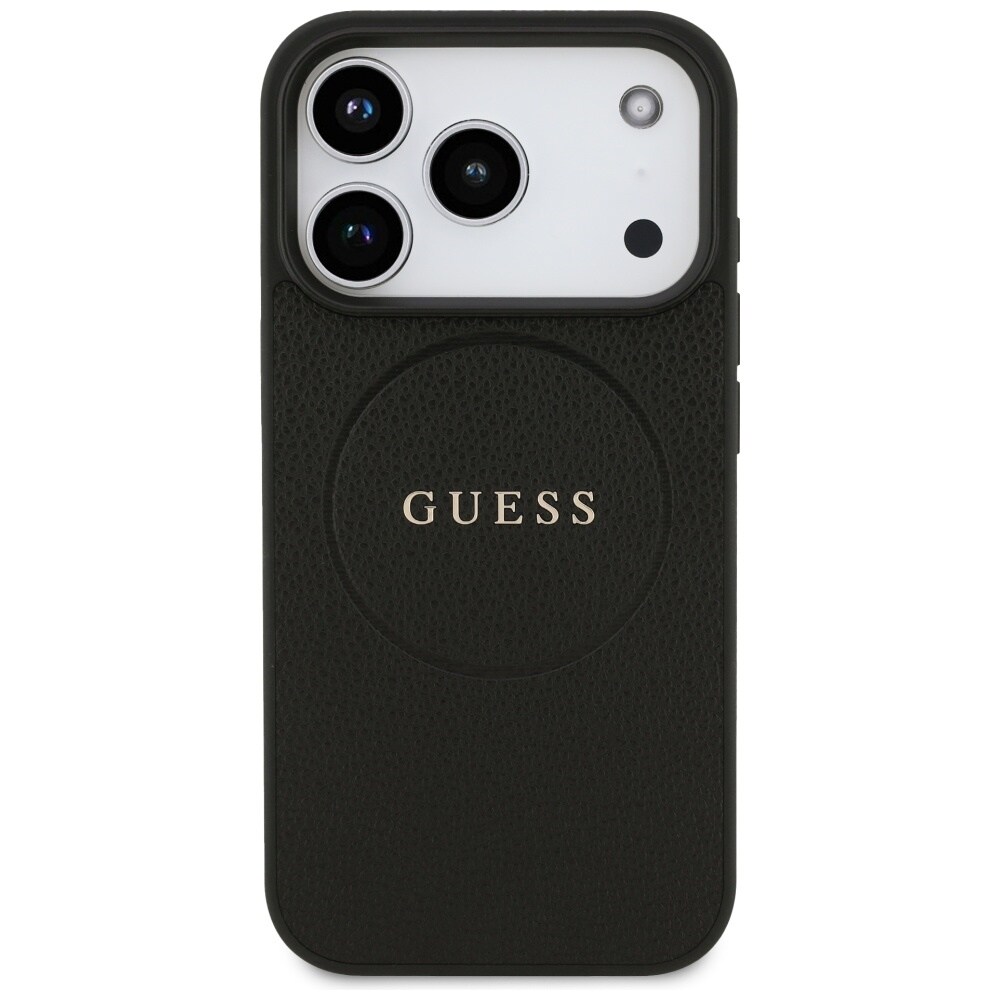 Guess Grained Ring MagSafe-etui til iPhone 17 Pro - sort