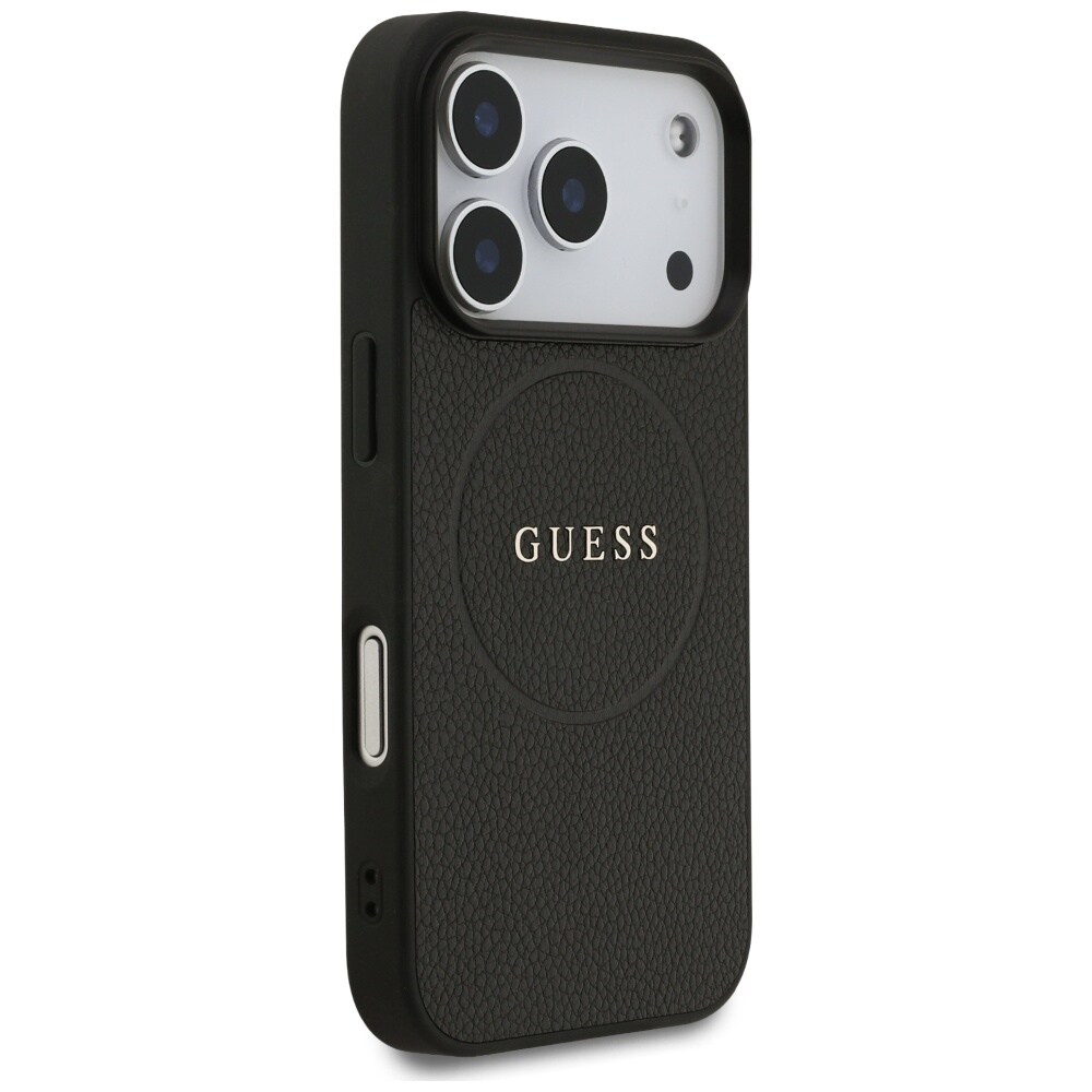 Guess Grained Ring MagSafe-etui til iPhone 17 Pro - sort