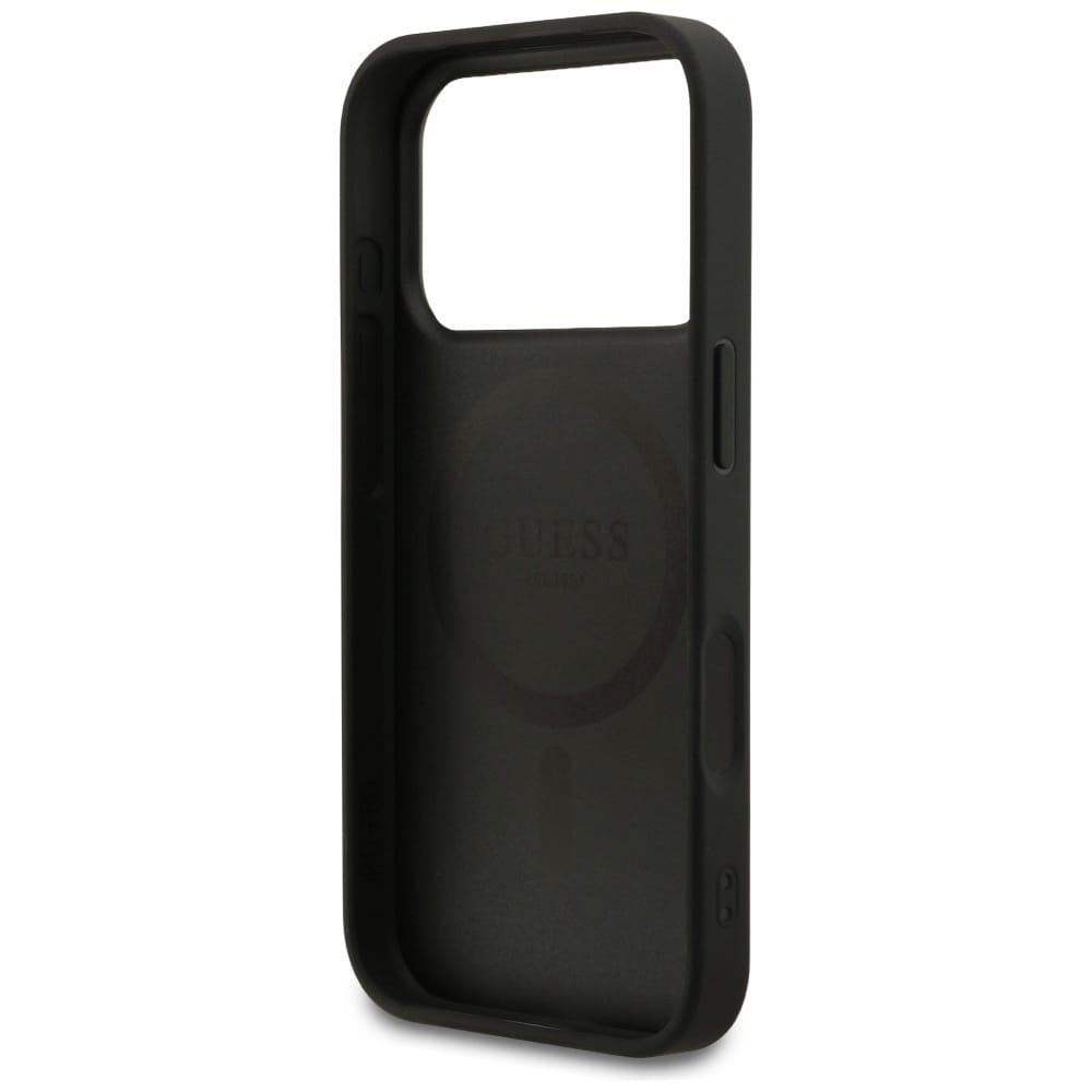 Guess Grained Ring MagSafe-etui til iPhone 17 Pro - sort