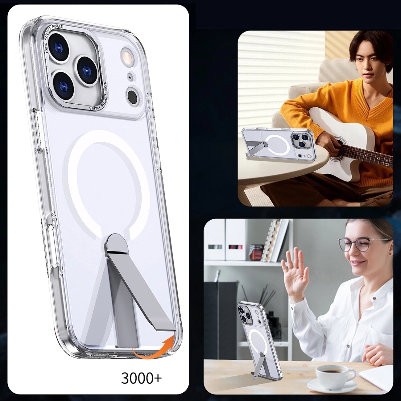 Hybrid Armor X-etui til Samsung Galaxy S26 Plus med stativ, kompatibel med MagSafe - gennemsigtig