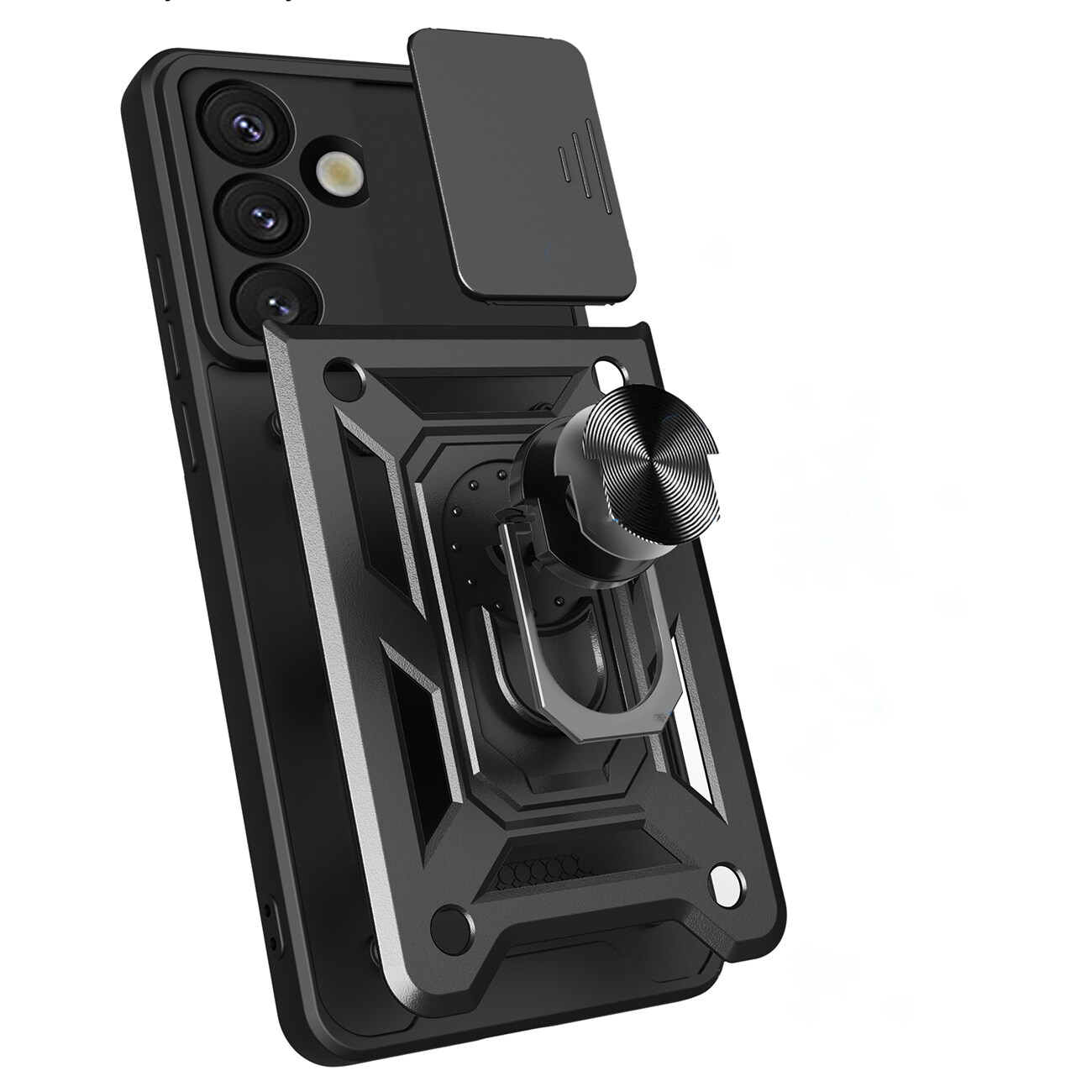 Hybrid Armor Camshield-etui til Sasung Galaxy S26 Plus - Sort