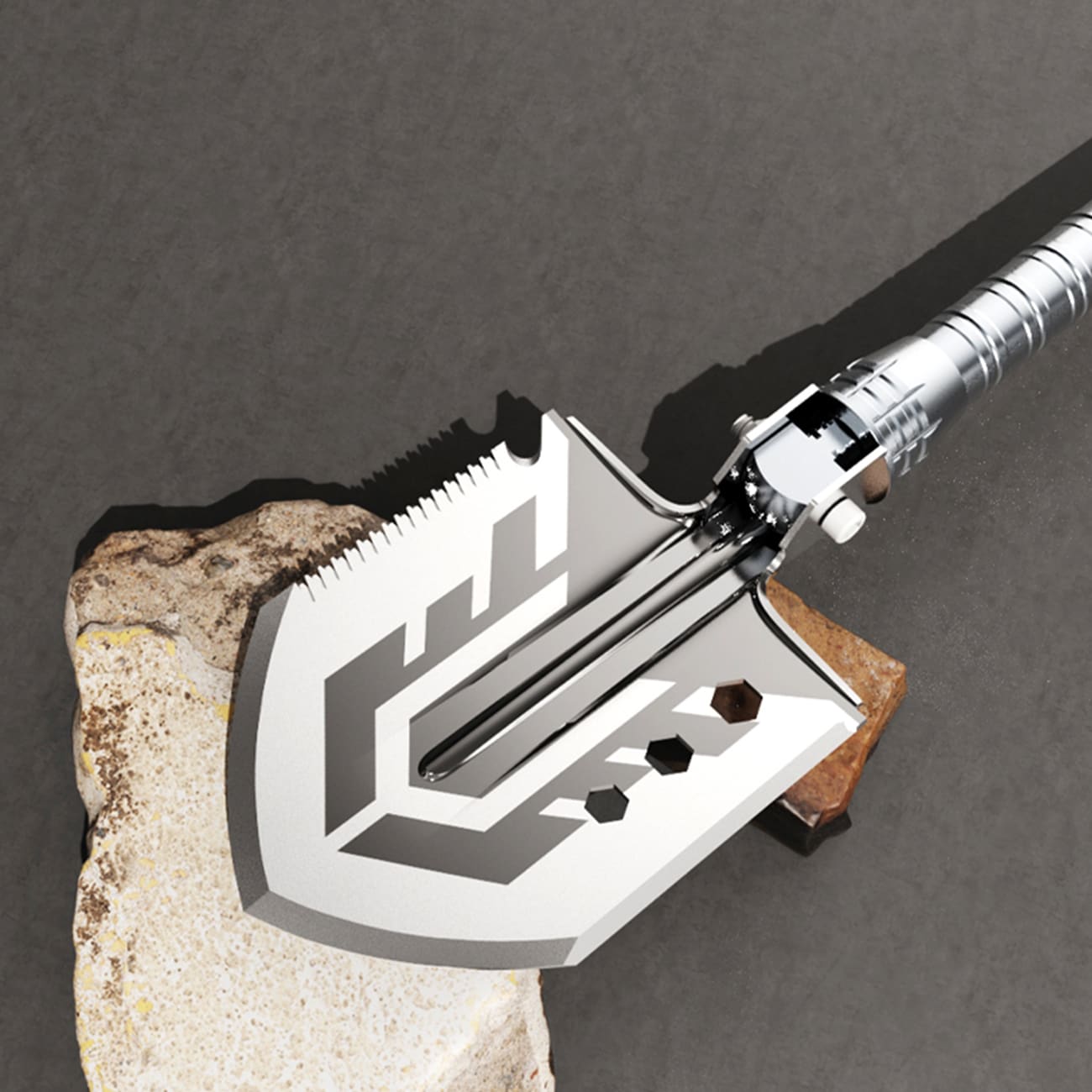 Wozinsky WSS-211 overlevelsesspade – grå / bushcraft-spade / multiværktøj