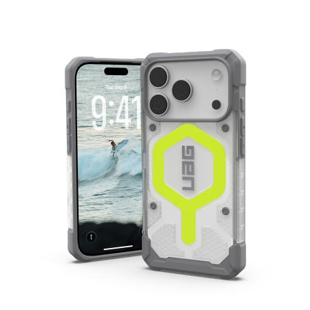 UAG Pathfinder Clear MagSafe-etui til iPhone 17 Pro - neongrå