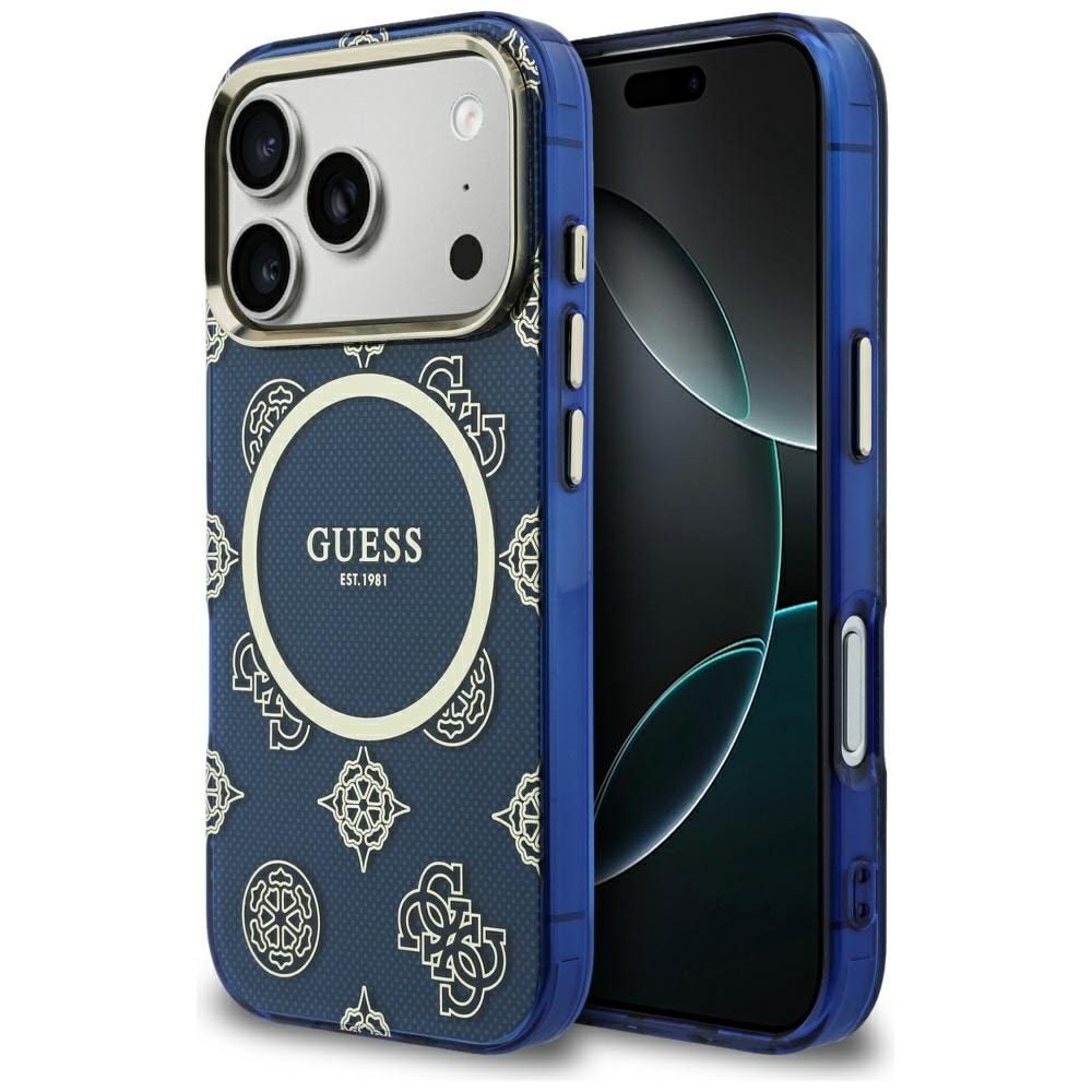 Guess IML Peony Dot MagSafe-etui til iPhone 17 Pro - Blå