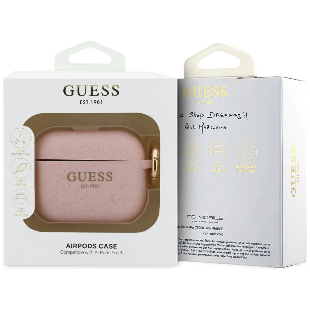 Guess Glitterring-etui i silikone til AirPods Pro 3 - Pink