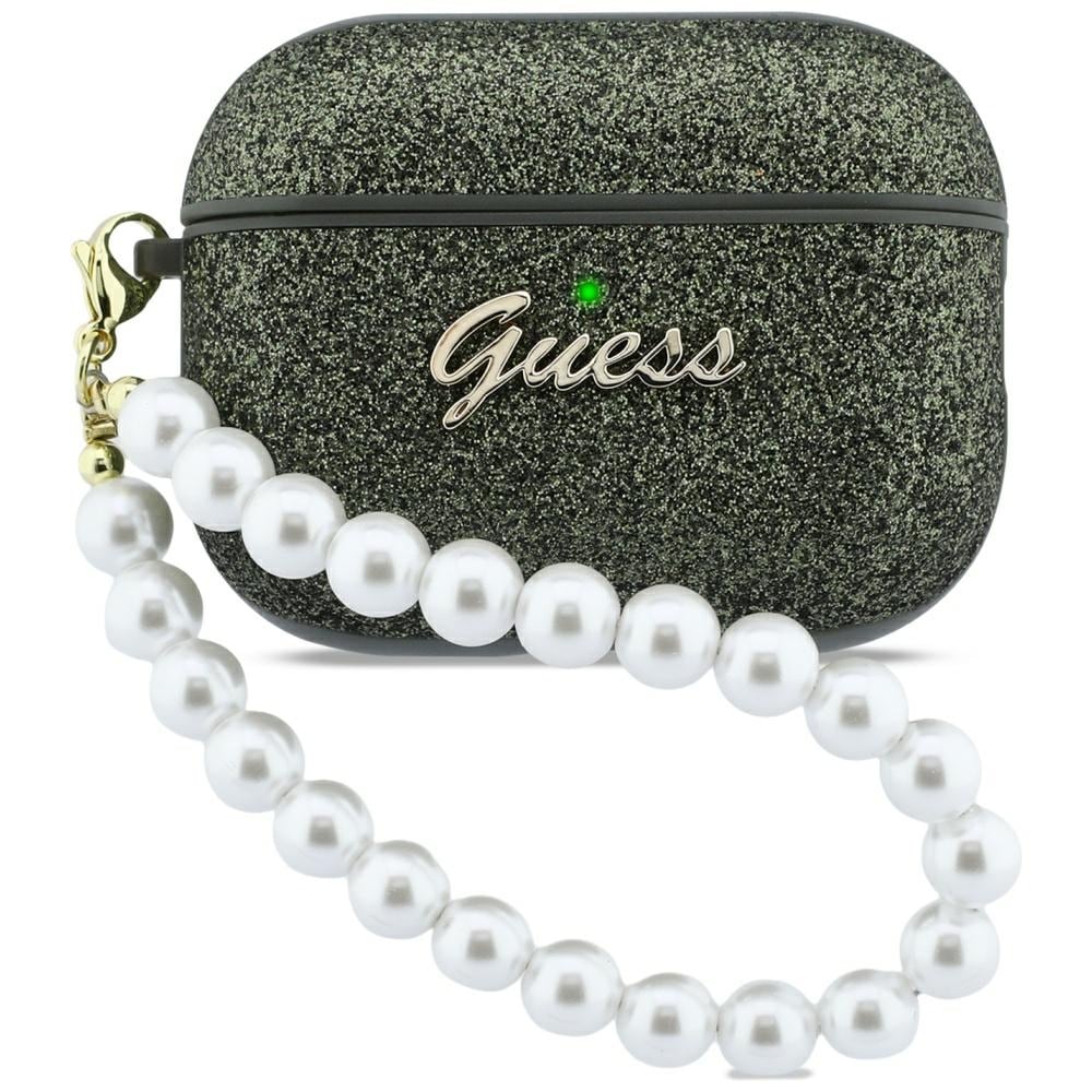 Guess Glitter Pearl Strap-etui til AirPods Pro 3 - sort og glitter