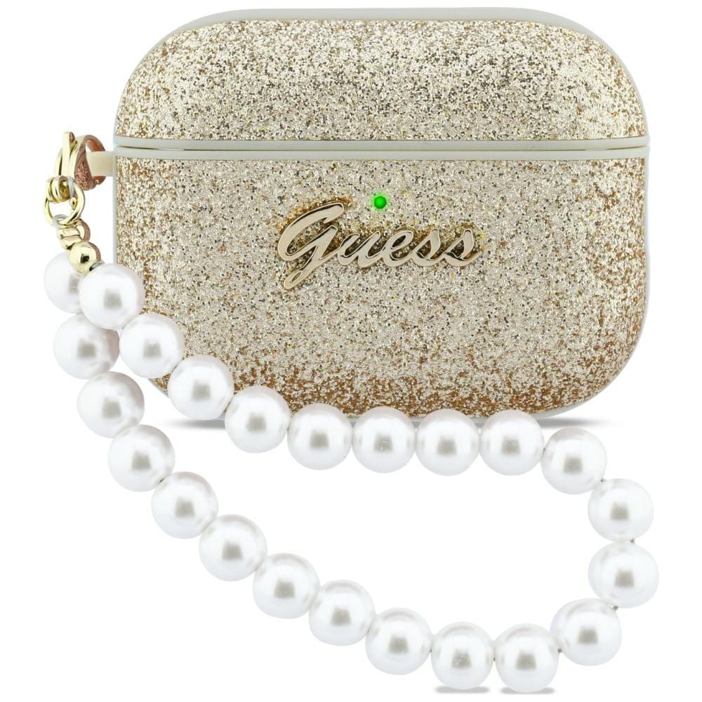 Guess Glitter Pearl Strap-etui til AirPods Pro 3 - Guld