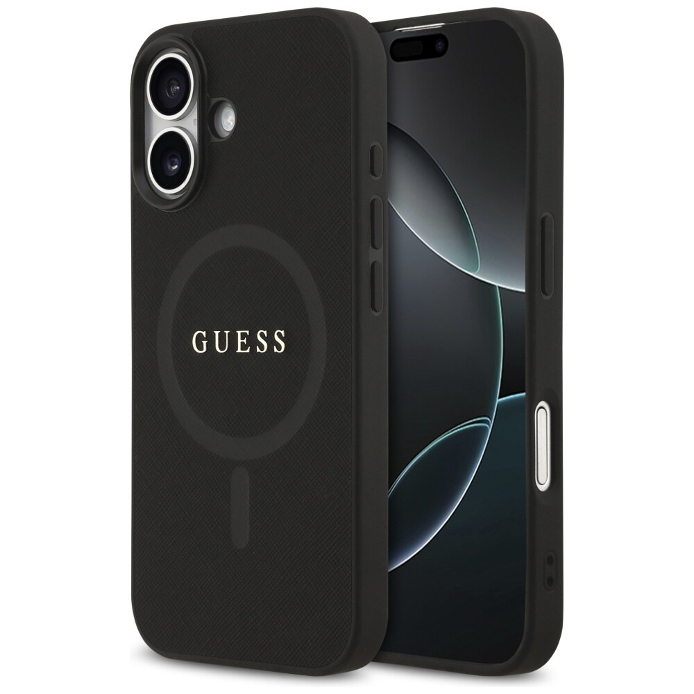 Guess Saffiano Classic Logo MagSafe-etui til iPhone 17 - sort