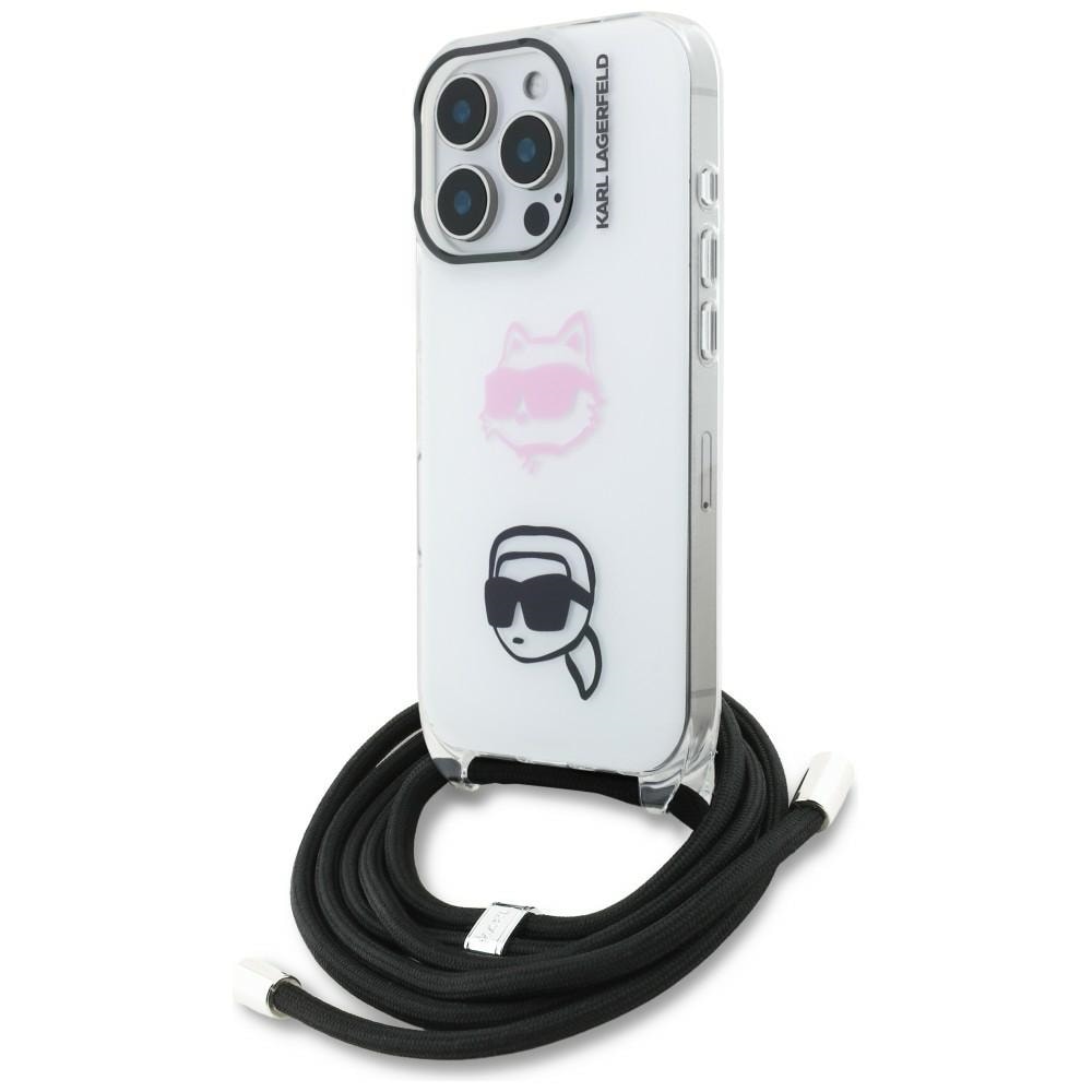 Karl Lagerfeld IML Crossbody Karl&Choupette Head Case til iPhone 16 Pro - Hvid