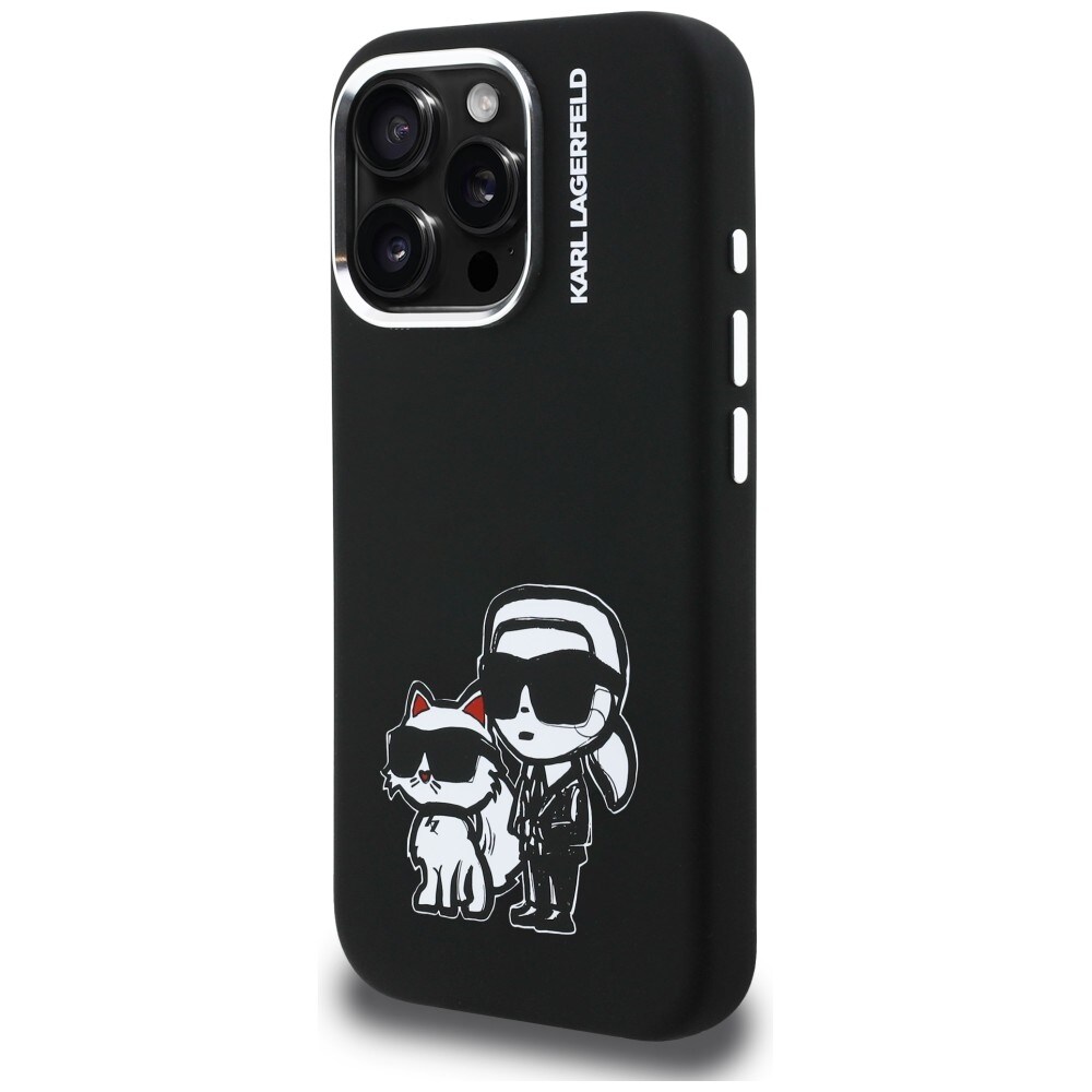 Karl Lagerfeld silikone Karl&Choupette Sketch MagSafe-etui til iPhone 16 Pro - Sort