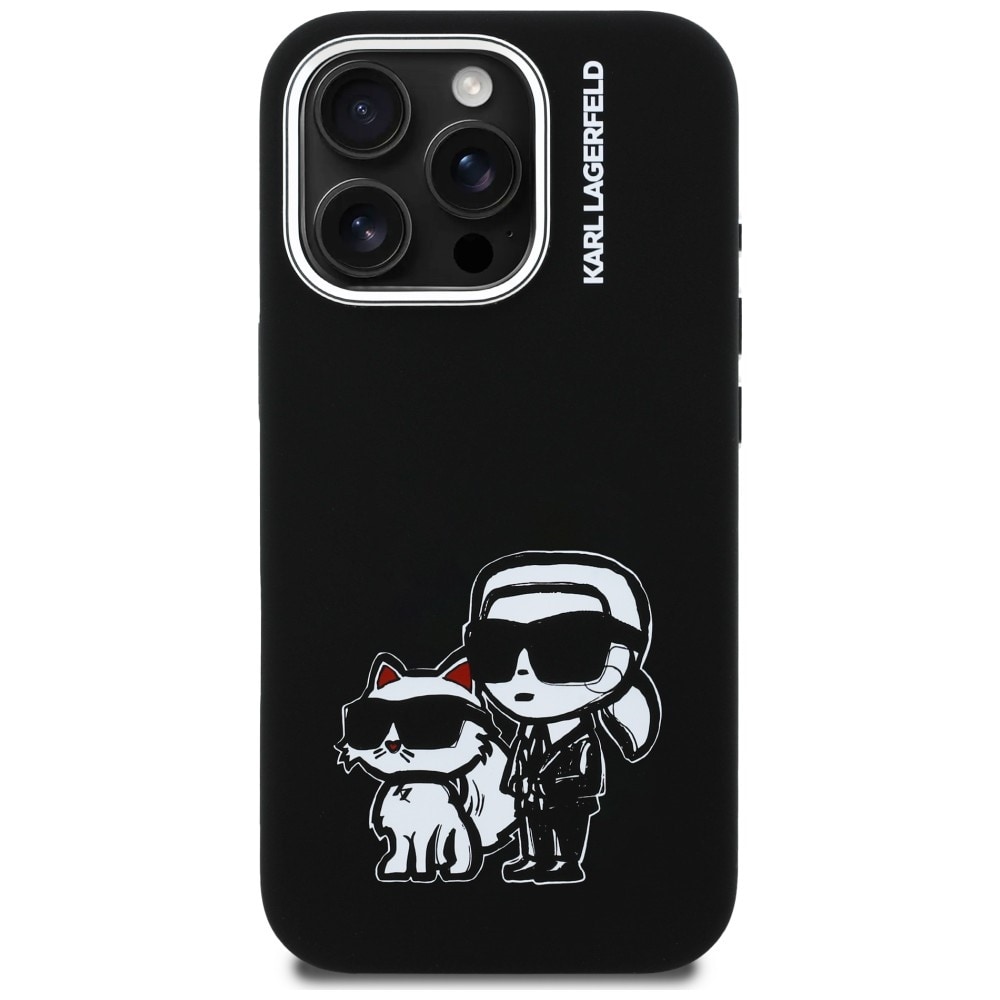 Karl Lagerfeld silikone Karl&Choupette Sketch MagSafe-etui til iPhone 16 Pro - Sort