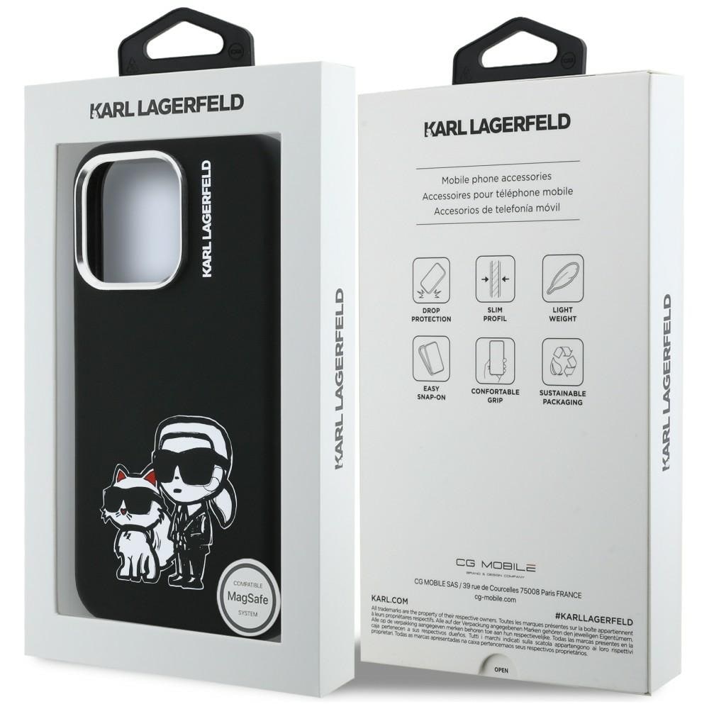 Karl Lagerfeld silikone Karl&Choupette Sketch MagSafe-etui til iPhone 16 Pro - Sort