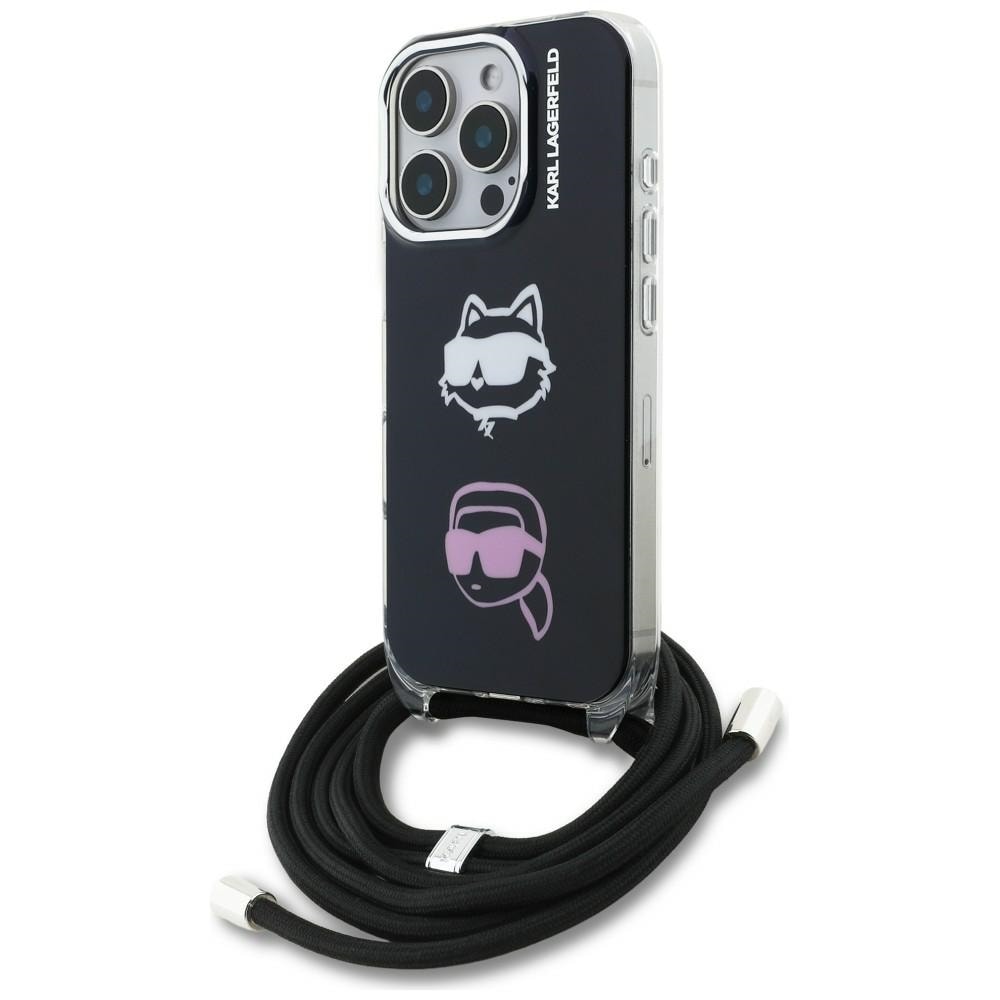 Karl Lagerfeld IML Crossbody Karl&Choupette Head Case til iPhone 16 Pro Max - Sort