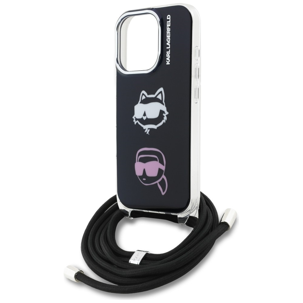 Karl Lagerfeld IML Crossbody Karl&Choupette Head Case til iPhone 16 Pro Max - Sort