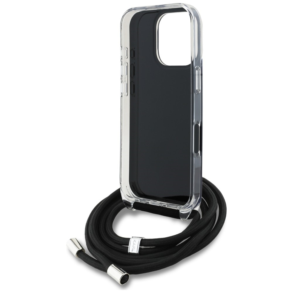 Karl Lagerfeld IML Crossbody Karl&Choupette Head Case til iPhone 16 Pro Max - Sort