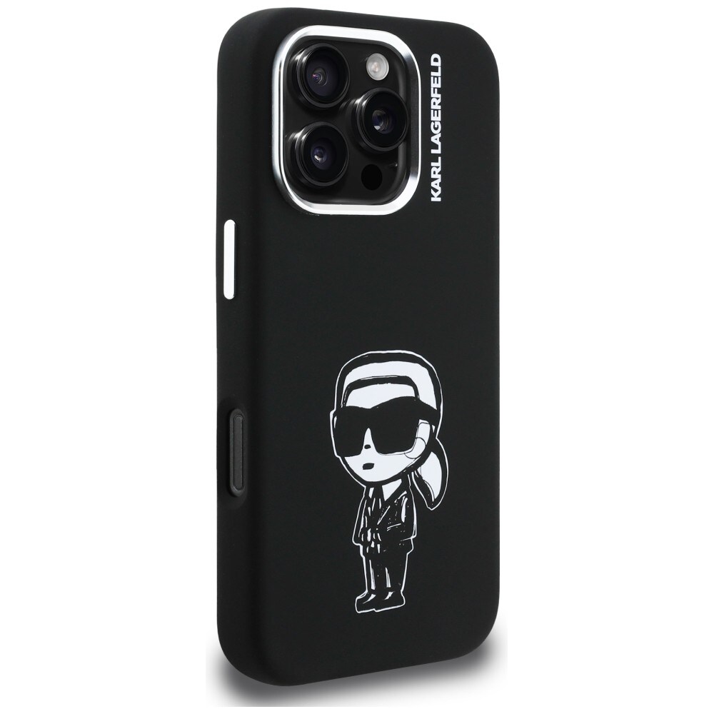 Karl Lagerfeld Silikone Karl Sketch MagSafe-etui til iPhone 16 Pro - Sort