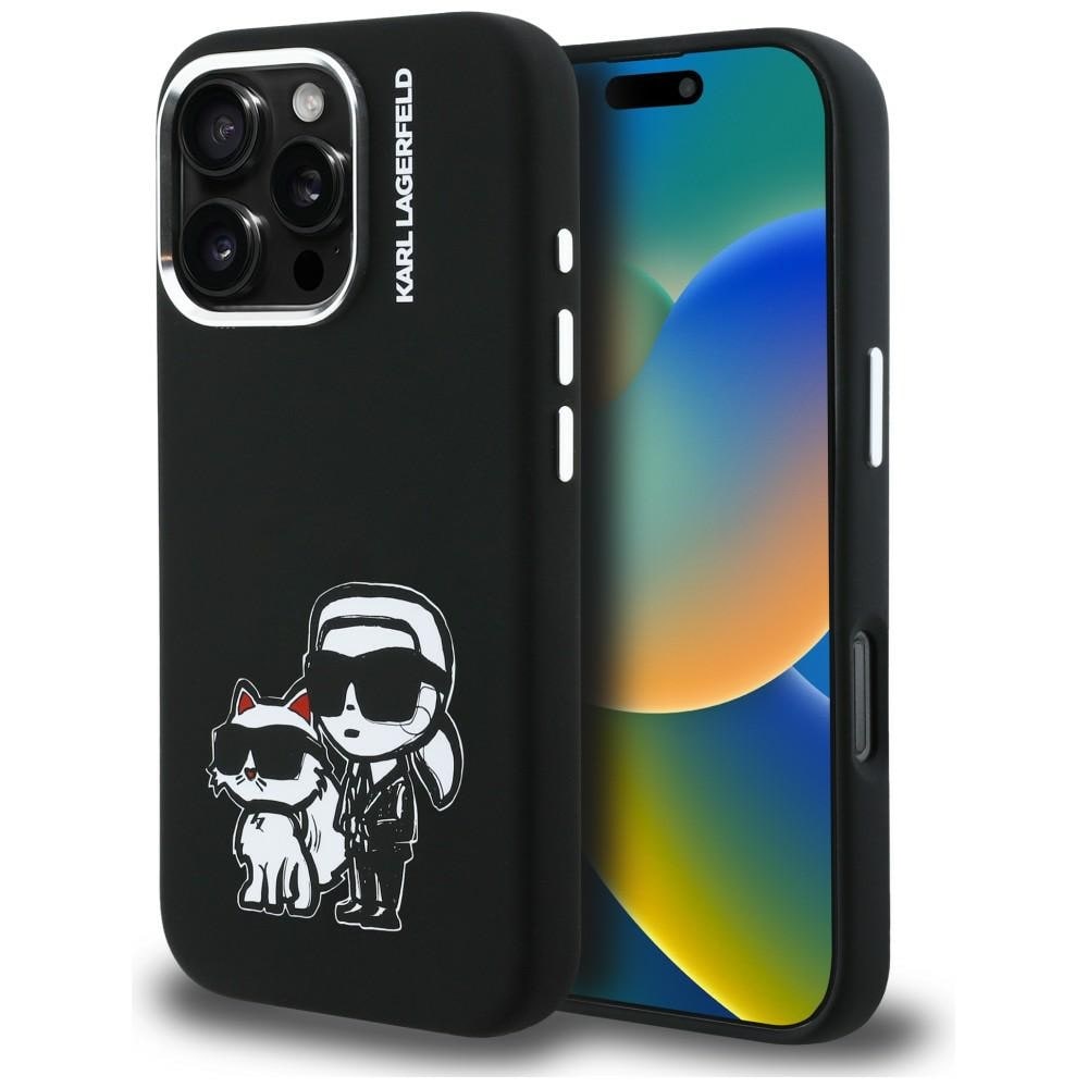 Karl Lagerfeld silikone Karl&Choupette Sketch MagSafe-etui til iPhone 16 Pro Max - Sort