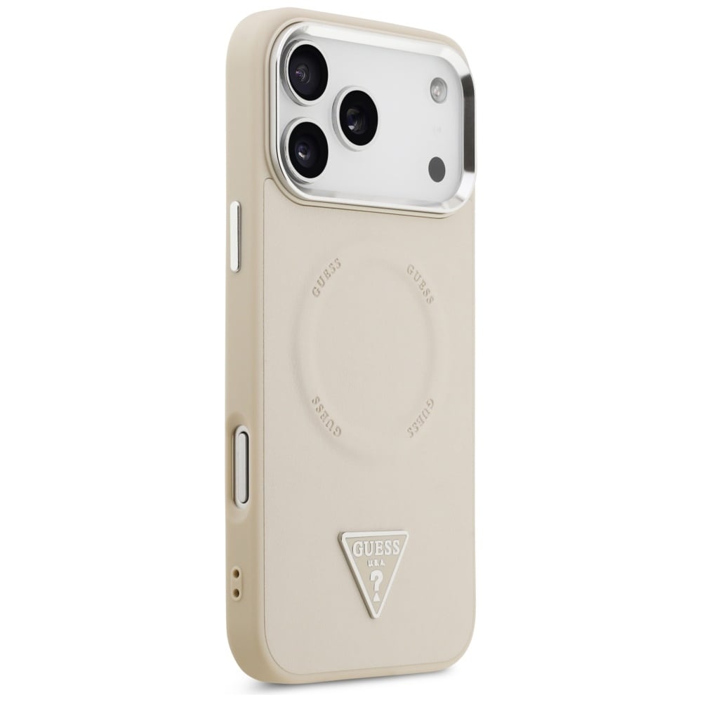 Guess MagSafe-etui med trekantlogo til iPhone 17 Pro - Beige