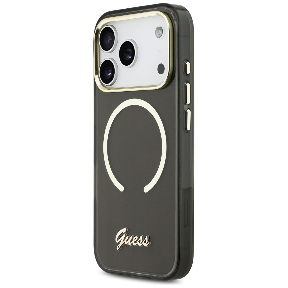 Guess IML Script Metal MagSafe-etui til iPhone 17 Pro - Sort