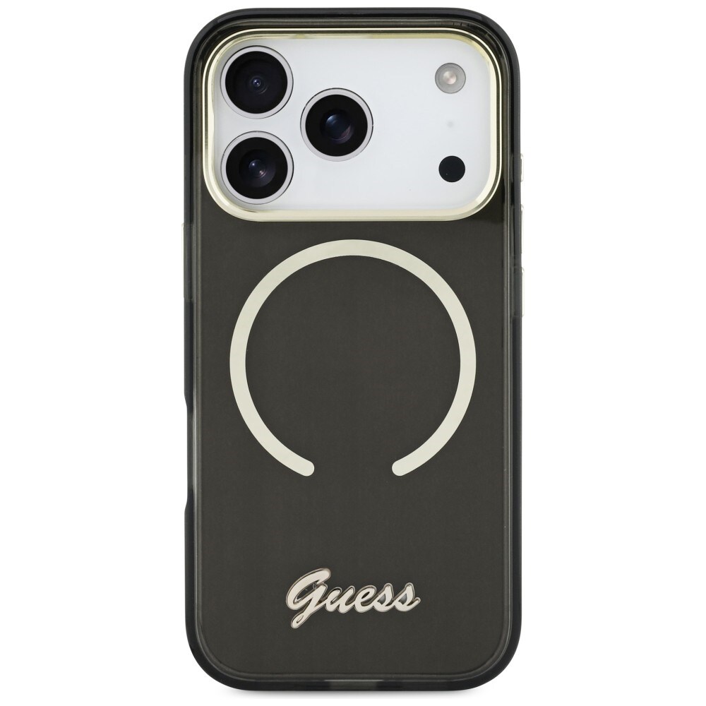 Guess IML Script Metal MagSafe-etui til iPhone 17 Pro - Sort