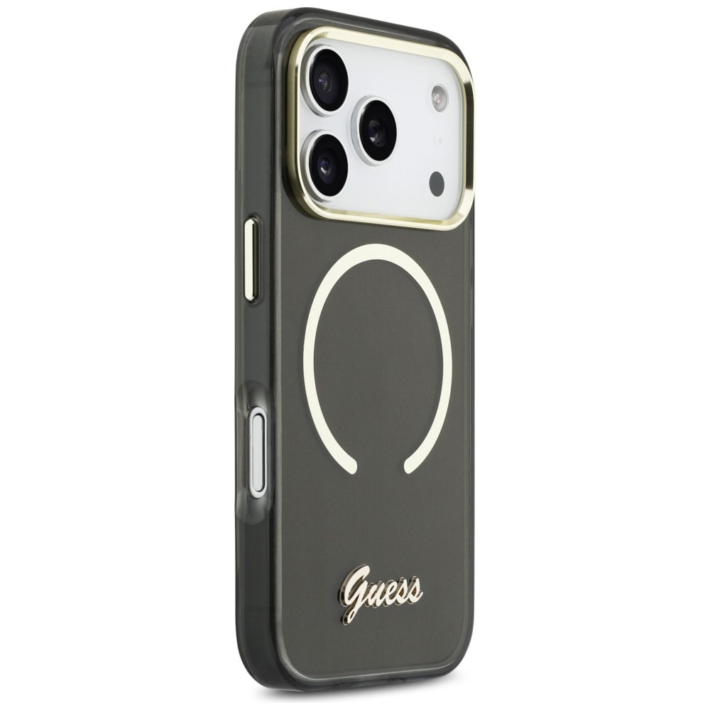 Guess IML Script Metal MagSafe-etui til iPhone 17 Pro - Sort