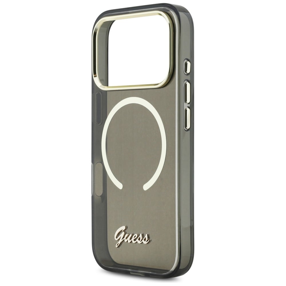 Guess IML Script Metal MagSafe-etui til iPhone 17 Pro - Sort
